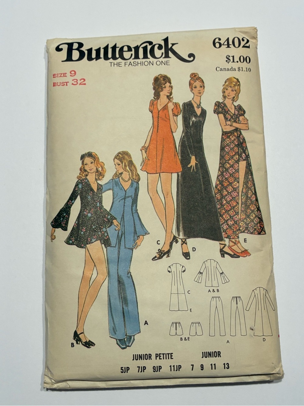 Vintage Butterick 6402 UNCUT Factory Fold 1970s Sewing Pattern - Picture 10 of 10